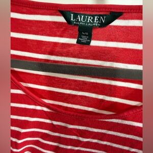 Lauren Ralph Lauren Red and White Striped Tee